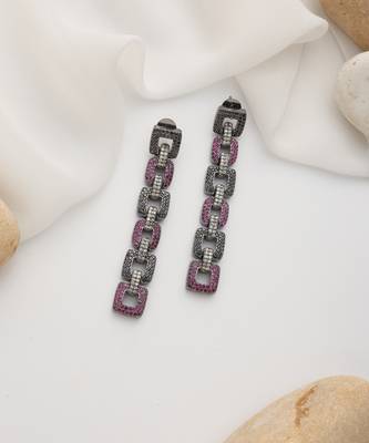 Black rhodium earrings  with american diamond work 2