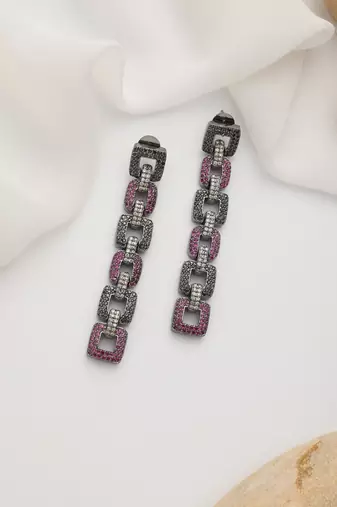 Black rhodium earrings  with american diamond work
