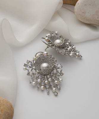 Silver plated american diamond dangler earring 2