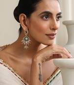 gold plated multicolor dangler earrings