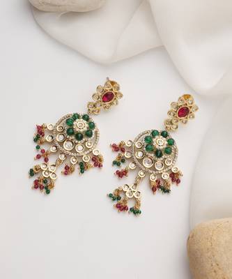 gold plated multicolor dangler earrings 2