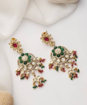 gold plated multicolor dangler earrings 4
