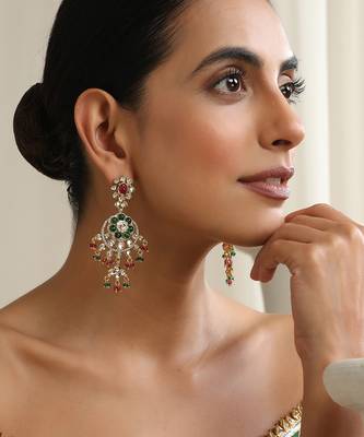 gold plated multicolor dangler earrings 5