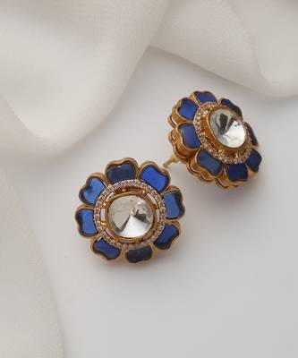 gold plated blue stone studs 2