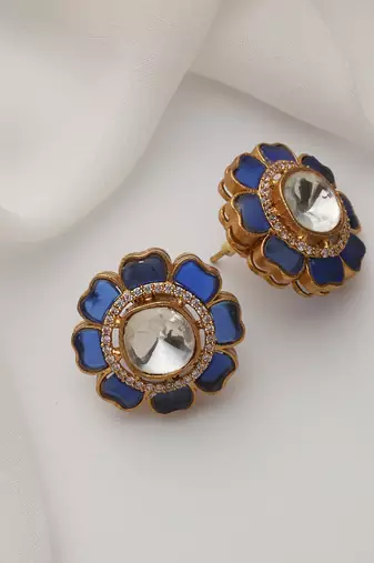 gold plated blue stone studs