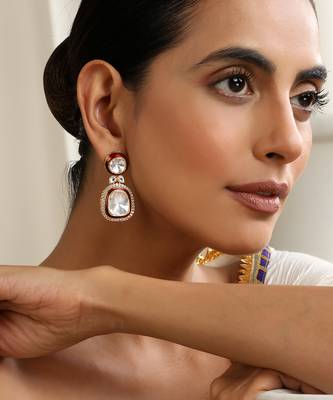 gold plated zircon earrings 1