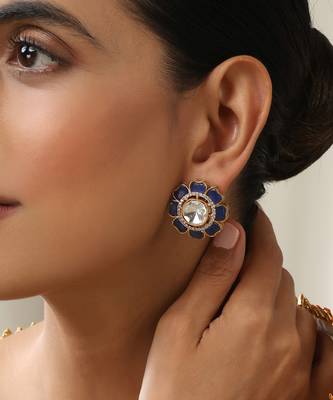 gold plated blue stone studs 3