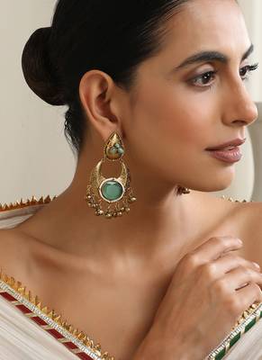 Gold plated blue stone dangler earrings 5