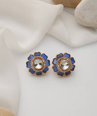 gold plated blue stone studs 4
