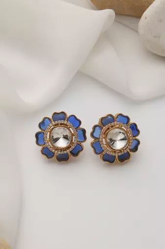 gold plated blue stone studs