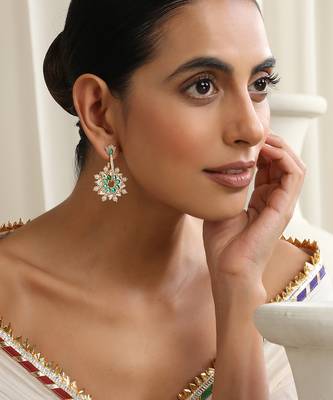 Green rose gold plated earrings 1