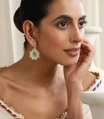 Green rose gold plated earrings