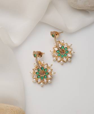 Green rose gold plated earrings 2