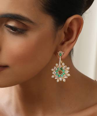 Green rose gold plated earrings 3