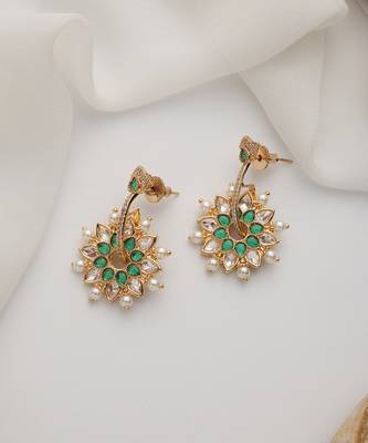 Green rose gold plated earrings 4