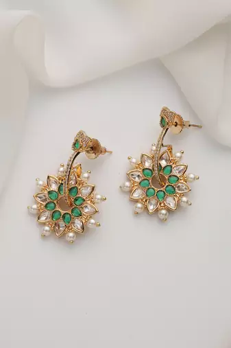 Green rose gold plated earrings
