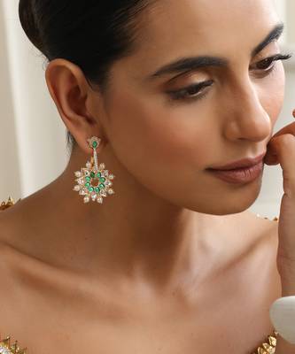 Green rose gold plated earrings 5