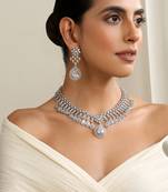 Silver plated American diamond Necklace set