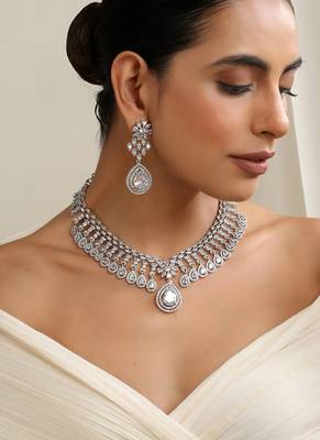 Silver plated American diamond Necklace set 5