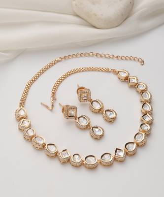 gold plated choker necklace set 2