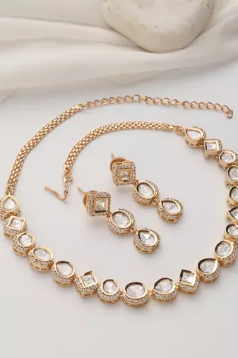 gold plated choker necklace set