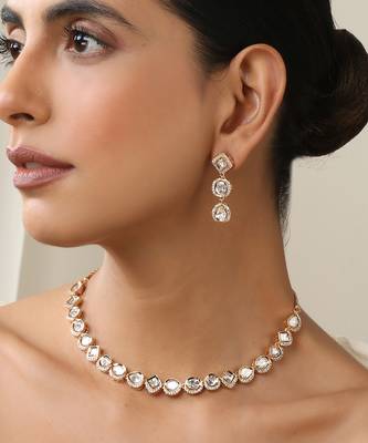 gold plated choker necklace set 3