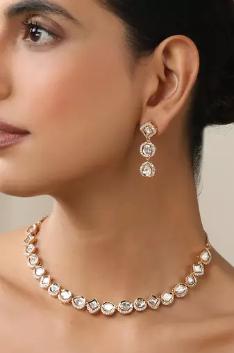 gold plated choker necklace set