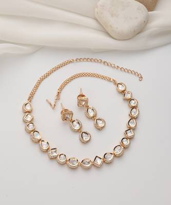 gold plated choker necklace set 4