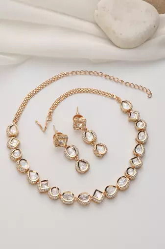 gold plated choker necklace set