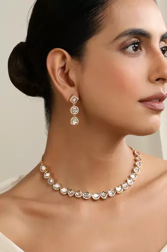 gold plated choker necklace set