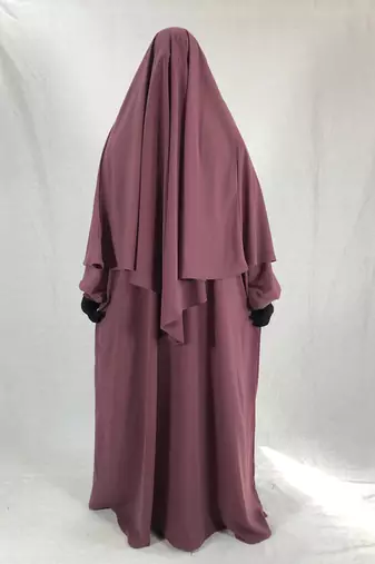 Premium Matching Dark Pink Baggy Abaya and Single Layer Khimar
