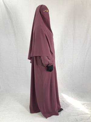 Premium Matching Dark Pink Baggy Abaya and Single Layer Khimar 3