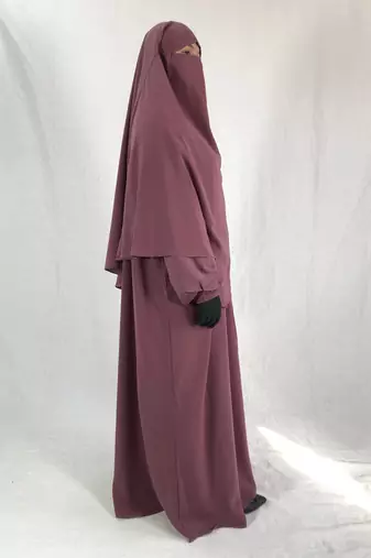Premium Matching Dark Pink Baggy Abaya and Single Layer Khimar