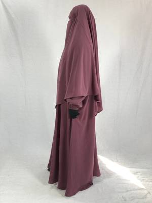 Premium Matching Dark Pink Baggy Abaya and Single Layer Khimar 4