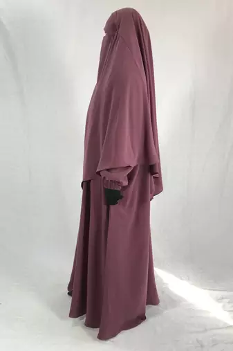 Premium Matching Dark Pink Baggy Abaya and Single Layer Khimar