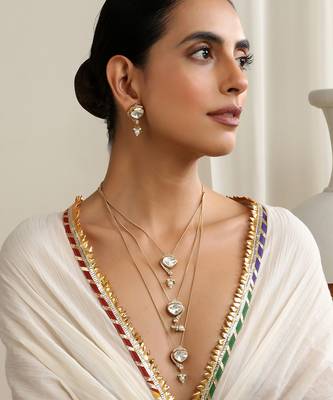 gold plated layered necklace set 1