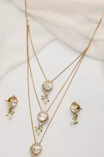 gold plated layered necklace set