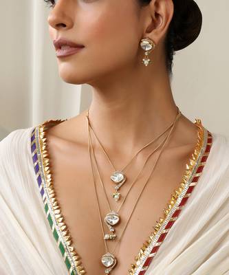 gold plated layered necklace set 3
