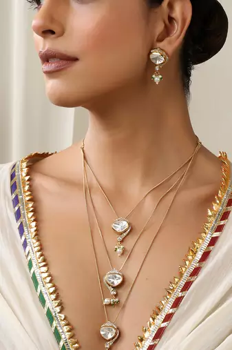 gold plated layered necklace set