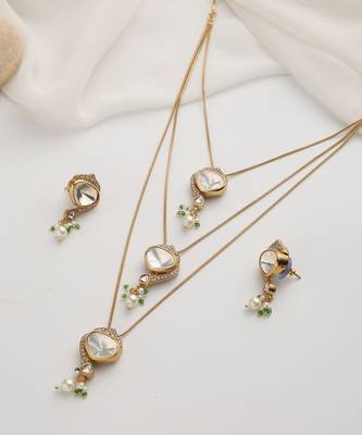 gold plated layered necklace set 4
