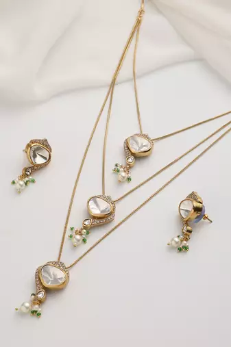 gold plated layered necklace set