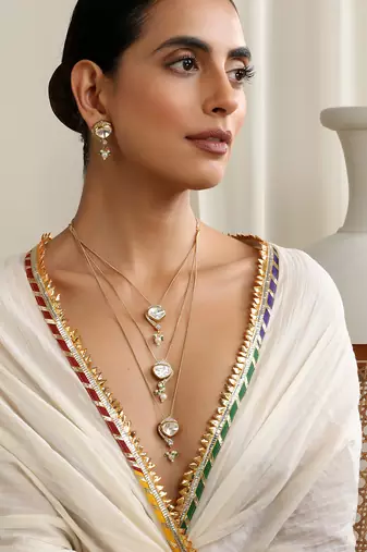 gold plated layered necklace set