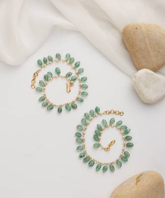 gold plated green stone anklet 4