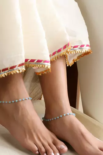 silver plated Blue beads anklet