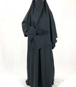 Premium Matching Dark Grey Baggy Abaya and Single Layer Khimar