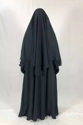 Modest Dark Grey Baggy Abaya and Matching Single-Layer Khimar Set | Full Modesty Daily Wear