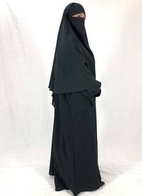 Modest Dark Grey Baggy Abaya and Matching Single-Layer Khimar Set | Full Modesty Daily Wear 3