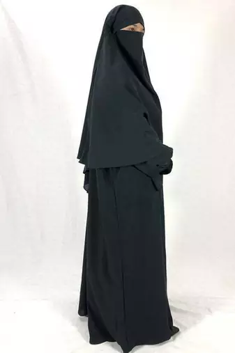 Modest Dark Grey Baggy Abaya and Matching Single-Layer Khimar Set | Full Modesty Daily Wear