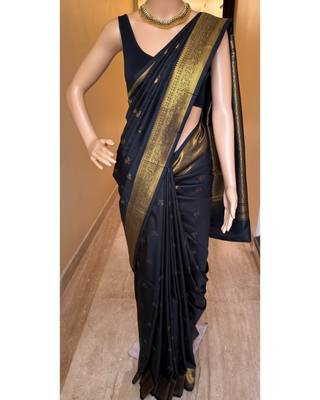 Black silk blend saree with blouse 1