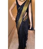 Black silk blend saree with blouse